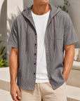 Mivanity Men's Linen Hooded Short-Sleeve Shirts