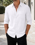 Mivanity Men's Linen Long-Sleeve Cardigan Shirts