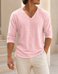 Mivanity Men's Linen V-Neck T-Shirts