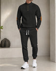 Mivanity Men's Long-Sleeve Knit Top Jogger Pants 2-Piece Sports Sets