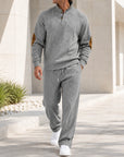 Mivanity Men's Long-Sleeve Knit Top Long Pants 2-Piece Sets
