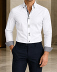 Mivanity Men's Plus Size Long-Sleeve Stretch Shirts