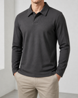 Mivanity Men's Polyester Blend Long Sleeve Polo Shirts