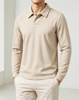 Mivanity Men's Polyester Blend Long Sleeve Polo Shirts