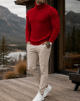 Mivanity Men's Premium Cable Knit Turtleneck Sweater Classic Warm Casual Pullover