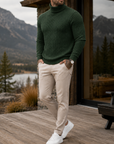 Mivanity Men's Premium Cable Knit Turtleneck Sweater Classic Warm Casual Pullover