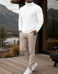 Mivanity Men's Premium Cable Knit Turtleneck Sweater Classic Warm Casual Pullover
