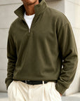 Mivanity Men's Premium Cotton Quarter-Zip Polo Sweatshirt