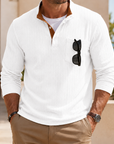 Mivanity Men's Premium Knit Polo Shirt Long Sleeve Textured Pullover with Chest Pocket