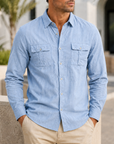 Mivanity Men's Premium Utility Shirt Classic Long Sleeve Casual Button Up