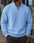 Mivanity Men's Premium Waffle Knit Quarter Zip Sweater Outdoor Casual Pullover