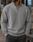 Mivanity Men's Premium Waffle Knit Quarter Zip Sweater Outdoor Casual Pullover