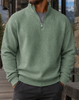 Mivanity Men's Premium Waffle Knit Quarter Zip Sweater Outdoor Casual Pullover