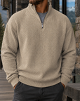 Mivanity Men's Premium Waffle Knit Quarter Zip Sweater Outdoor Casual Pullover