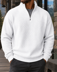 Mivanity Men's Premium Waffle Knit Quarter Zip Sweater Outdoor Casual Pullover