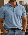 Mivanity Men's Rugged Washed Cotton Polo Shirt