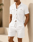 Mivanity Men's Short-Sleeve Shirt Shorts 2-Piece Summer Sets