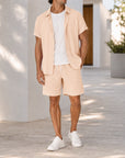 Mivanity Men's Short-Sleeve Shirt Shorts 2-Piece Summer Sets