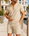 Mivanity Men's Short-Sleeve Shirt Shorts 2-Piece Summer Sets