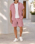 Mivanity Men's Short-Sleeve Shirt Shorts 2-Piece Summer Sets