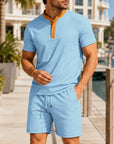 Mivanity Men's Short-Sleeve Shirt Shorts 2-Piece Summer Sets