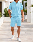 Mivanity Men's Short-Sleeve Shirt Shorts 2-Piece Summer Sets