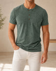 Mivanity Men's Slim-Fit Short-Sleeve Henley T-Shirts