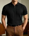 Mivanity Men's Slim Fit Quarter Zip Polo Shirt