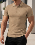 Mivanity Men's Slim Fit Ribbed Knit Short Sleeve T-Shirts