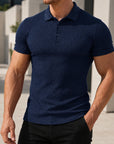 Mivanity Men's Slim Fit Ribbed Knit Short Sleeve T-Shirts