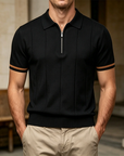 Mivanity Men's Slim Fit Zip Collar Polo Shirt