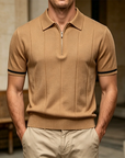 Mivanity Men's Slim Fit Zip Collar Polo Shirt