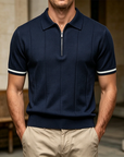 Mivanity Men's Slim Fit Zip Collar Polo Shirt