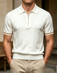 Mivanity Men's Slim Fit Zip Collar Polo Shirt