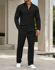 Mivanity Men's Smart Casual Long-Sleeve Shirt Pants Sets