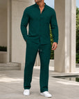 Mivanity Men's Smart Casual Long-Sleeve Shirt Pants Sets