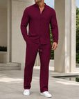 Mivanity Men's Smart Casual Long-Sleeve Shirt Pants Sets