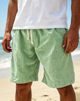 Mivanity Men's Soft Crinkled Gauze Breathable Holiday Embroidery Lace-up Shorts