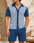 Mivanity Men's Solid Color Knit Cardigan Shorts Sets