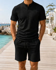 Mivanity Men's Sports Casual Polo Shorts 2-Piece Sets