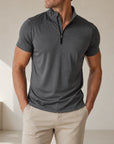 Mivanity Men's Stand Collar Quick-Dry Short-Sleeve T-Shirts