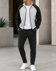 Mivanity Men's Stand Collar Zip-Up Sweatshirt Pants Sets