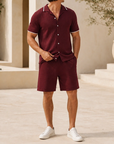 Mivanity Men's Streetwear Knit Cardigan Shorts 2-Piece Summer Sets