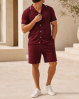 Mivanity Men's Streetwear Knit Cardigan Shorts 2-Piece Summer Sets