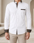 Mivanity Men's Stretch Color-Block Square Collar Shirts