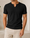 Mivanity Men's Stretch Vertical Stripe Short-Sleeve T-Shirts
