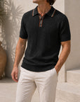 Mivanity Men's Striped Cable Knit Polo Shirts