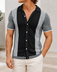 Mivanity Men's Striped Knit Short-Sleeve Polo Shirts