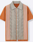 Mivanity Men's Striped Knit Short-Sleeve Polo Shirts