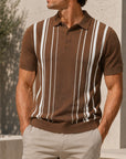 Mivanity Men's Striped Knit Short-Sleeve Shirts